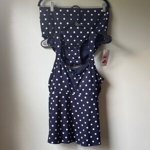 Lands' End Light Blue Polka Dot Swim Tankini Top